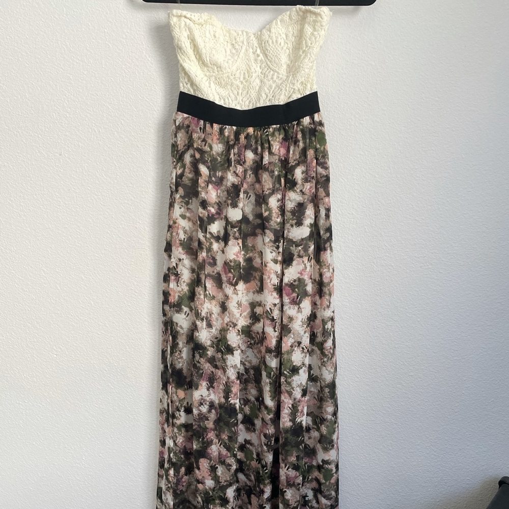 Maxi length strapless dress